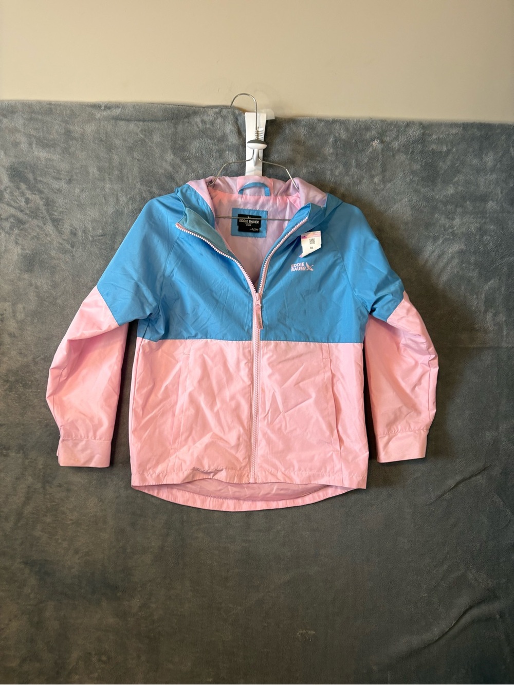 Eddie Bauer Kids Colorblock Blue and Pink Rain Jacket